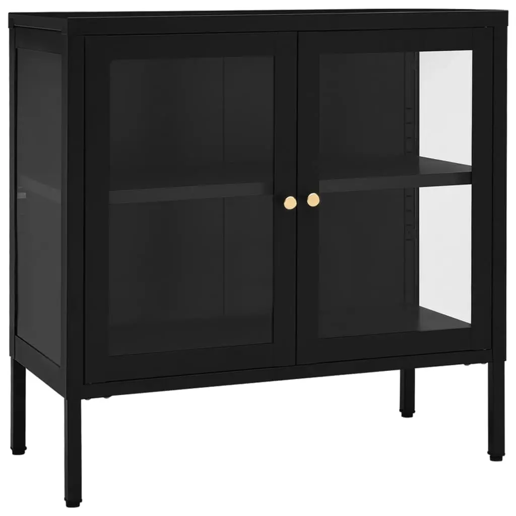 Sideboard Black 70x35x70 cm Steel and Glass 336064 - Furniture