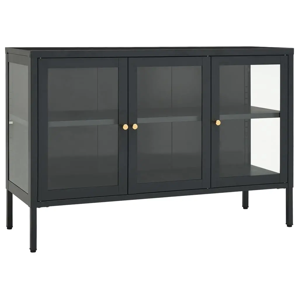 Sideboard Anthracite 105x35x70 cm Steel and Glass 336069 - Furniture