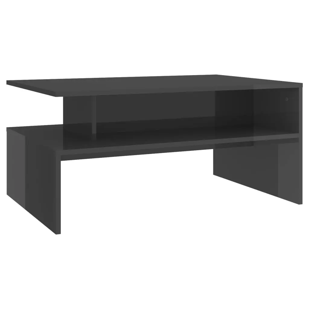 Coffee Table High Gloss Grey 90x60x42.5 cm Engineered Wood 803262 - Furniture