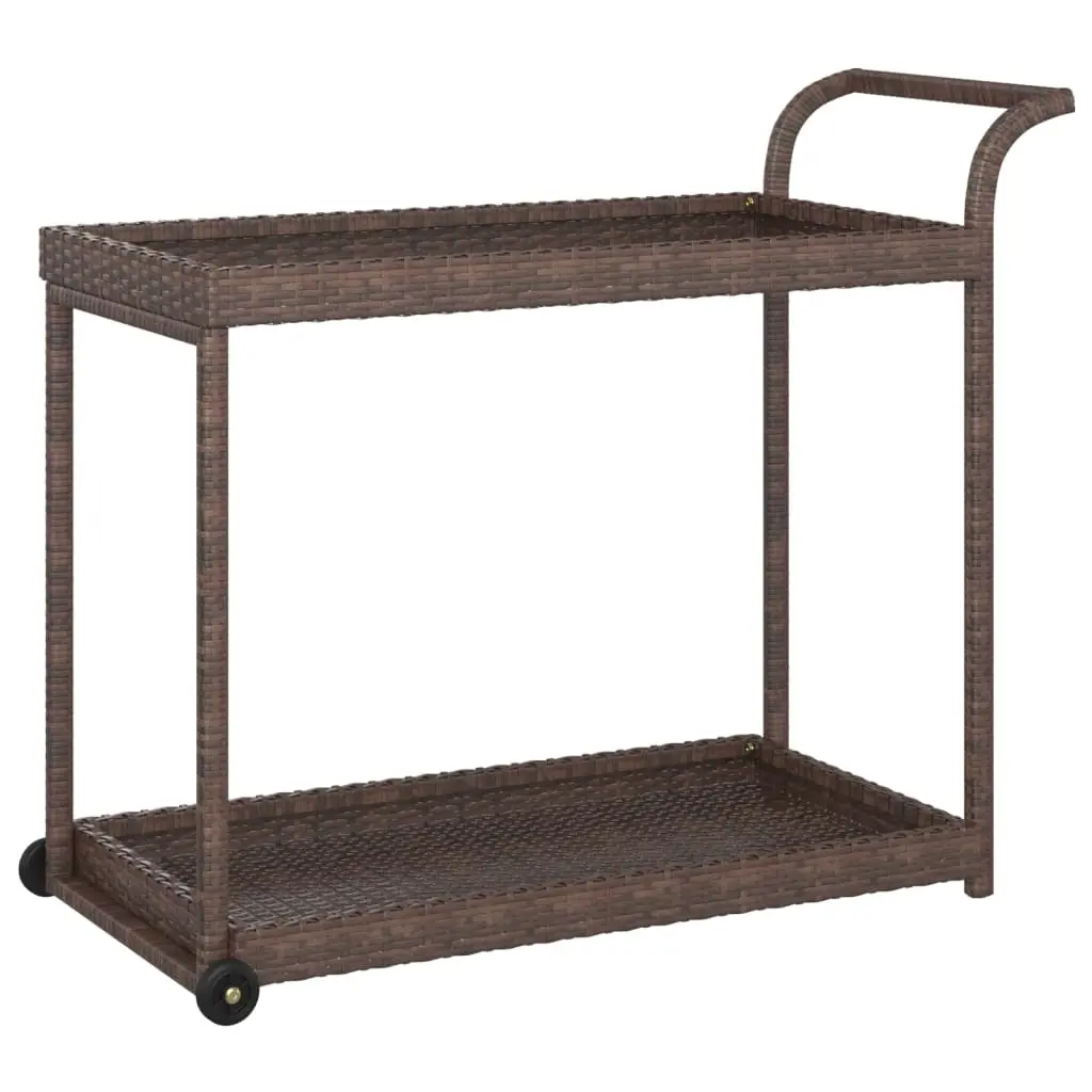 Bar Cart Brown 100x45x83 cm Poly Rattan 316665 - Furniture