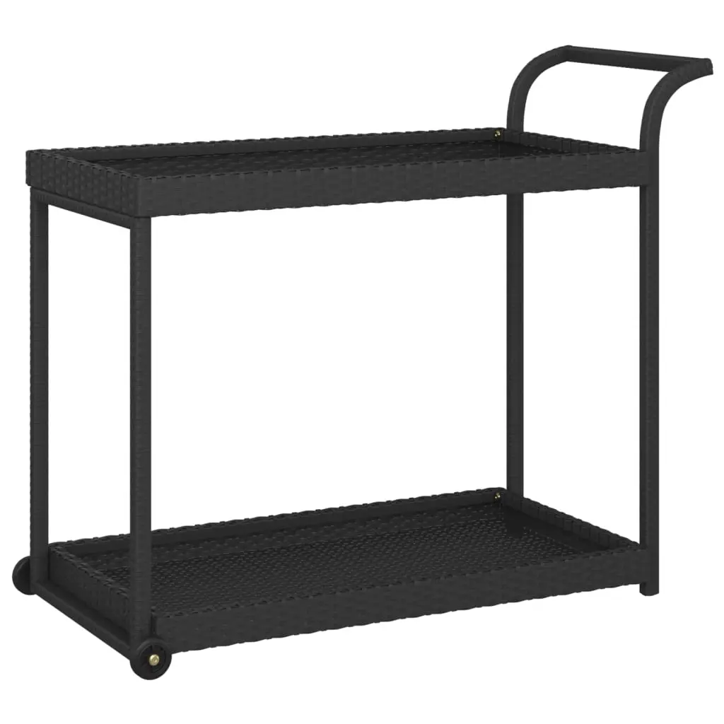 Bar Cart Black 100x45x83 cm Poly Rattan 316666 - Furniture