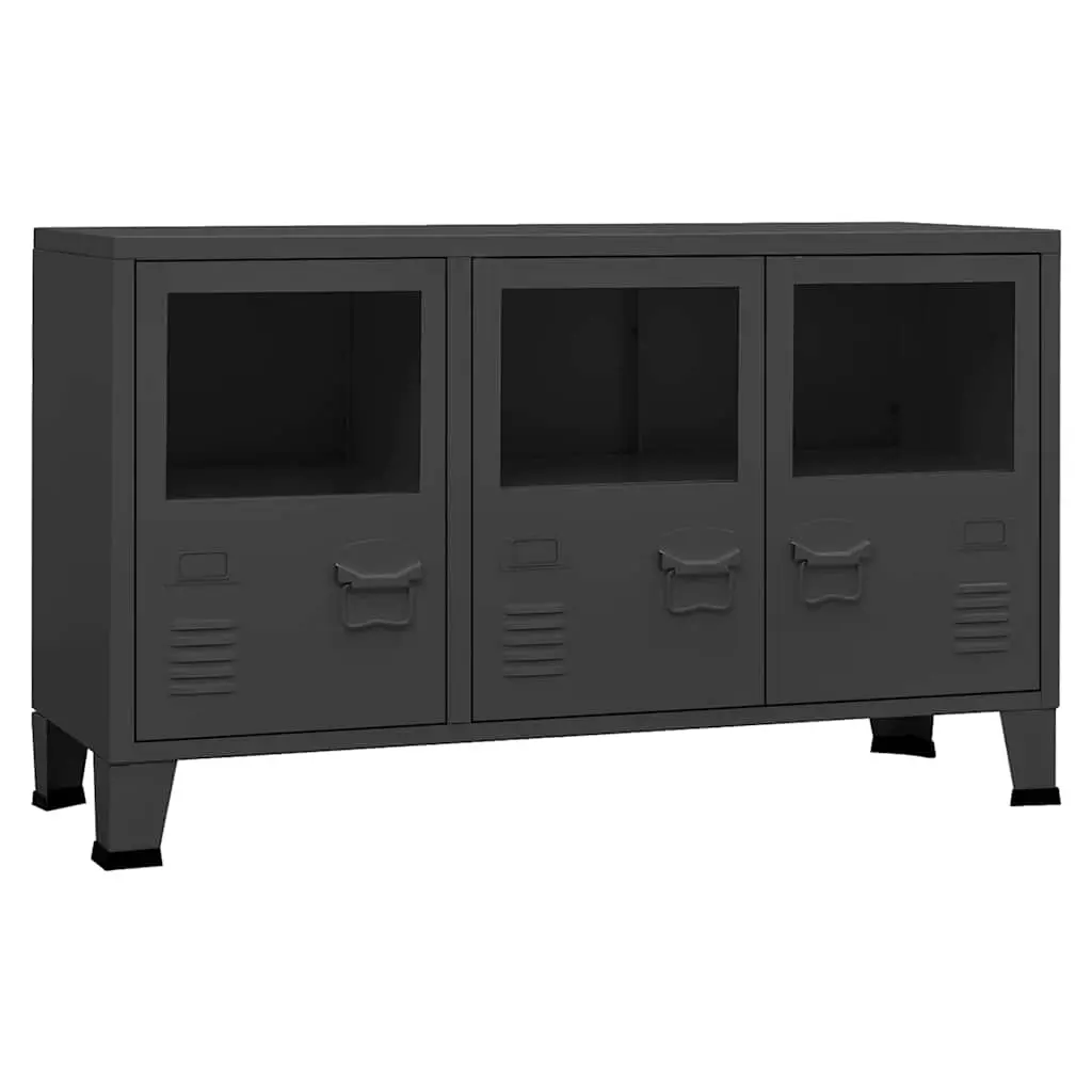 Industrial Sideboard Anthracite 105x35x62 cm Metal and Glass 339610 - Furniture