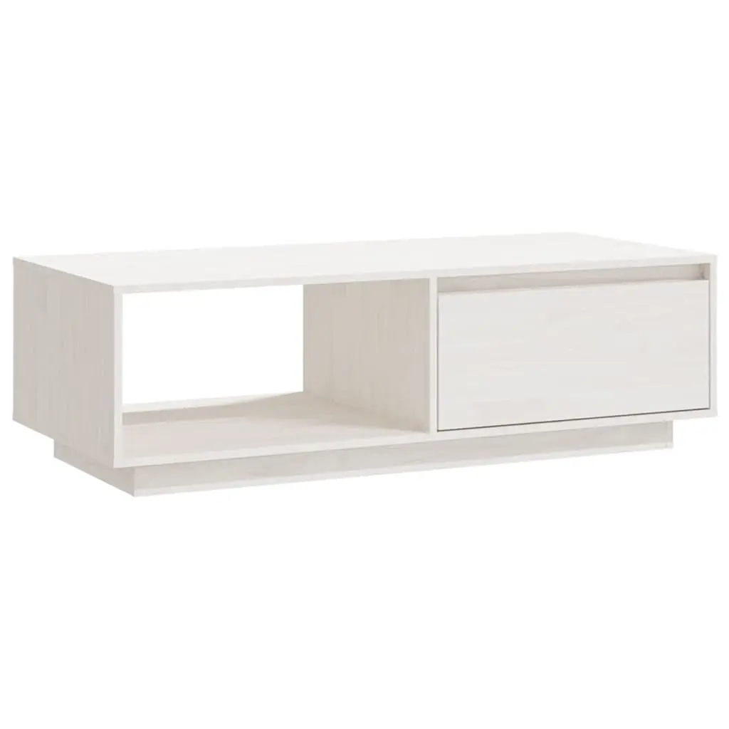 Coffee Table White 110x50x33.5 cm Solid Pinewood 809883 - Furniture