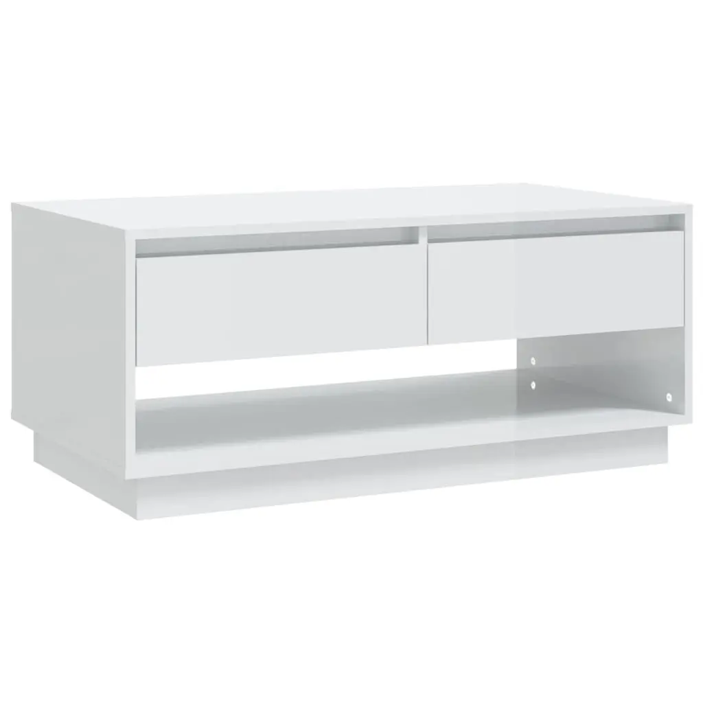 Coffee Table High Gloss White 102.5x55x44 cm Engineered Wood 809509 - Furniture