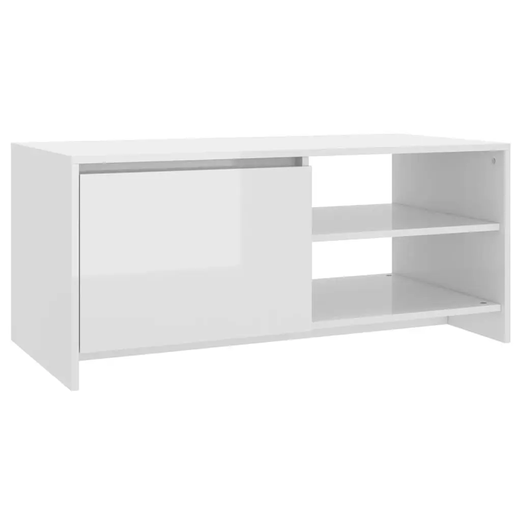 Coffee Table High Gloss White 102x50x45 cm Engineered Wood 809833 - Furniture