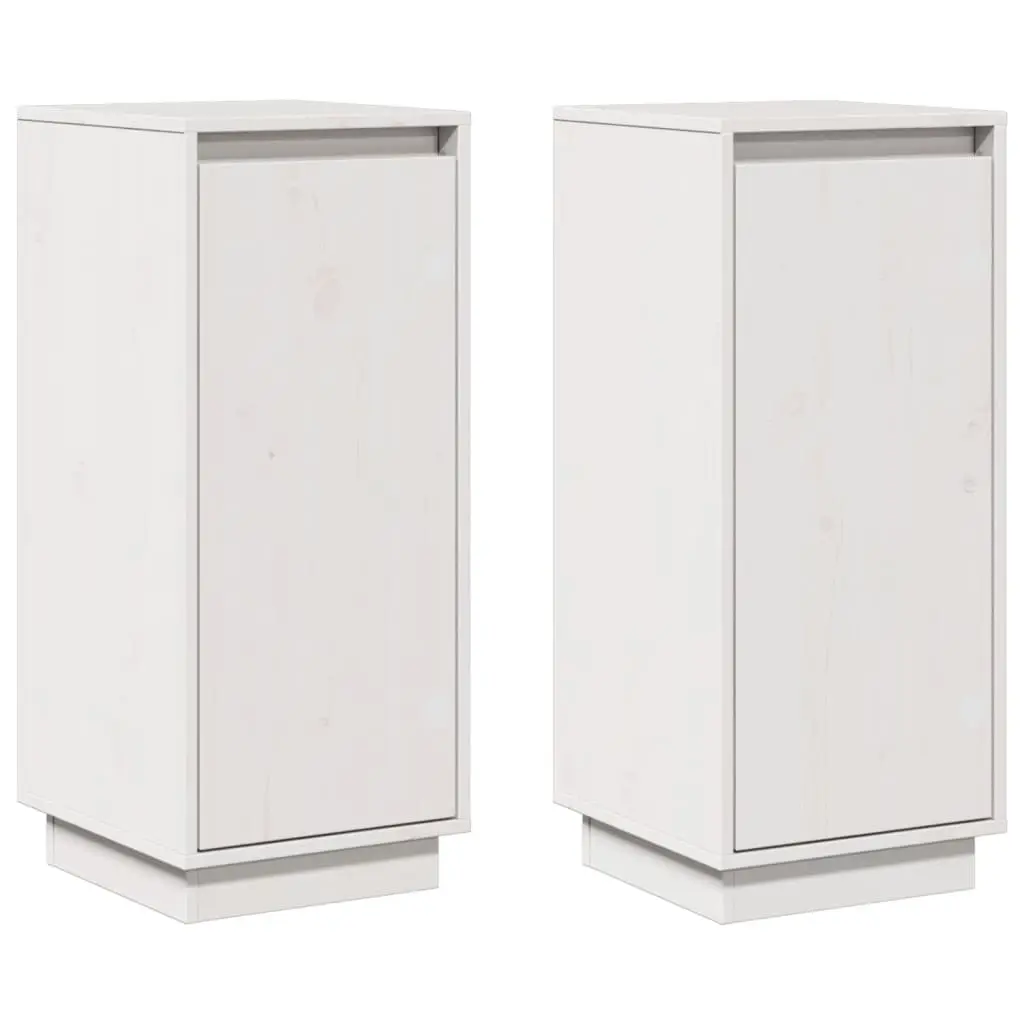 Sideboards 2 pcs White 31.5x34x75 cm Solid Wood Pine 813353 - Furniture