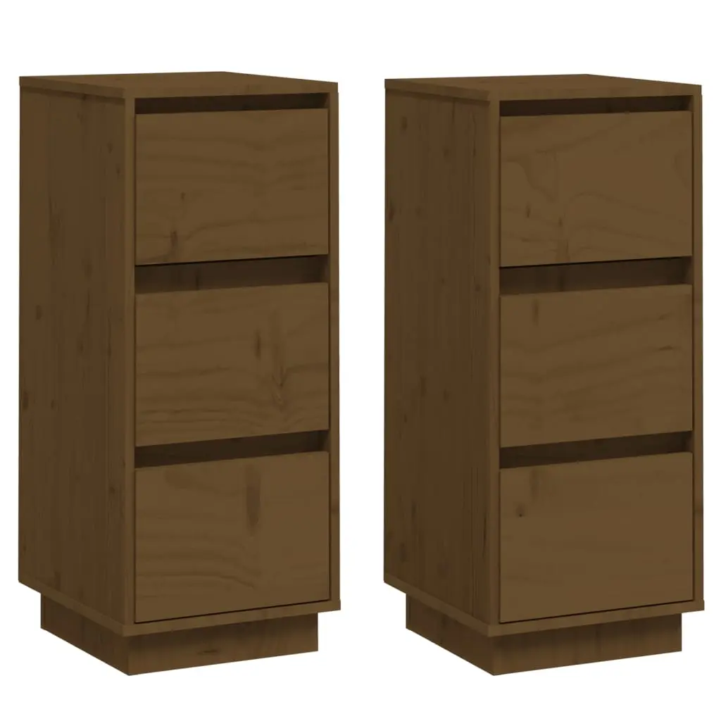 Sideboards 2 pcs Honey Brown 32x34x75 cm Solid Wood Pine 813372 - Furniture