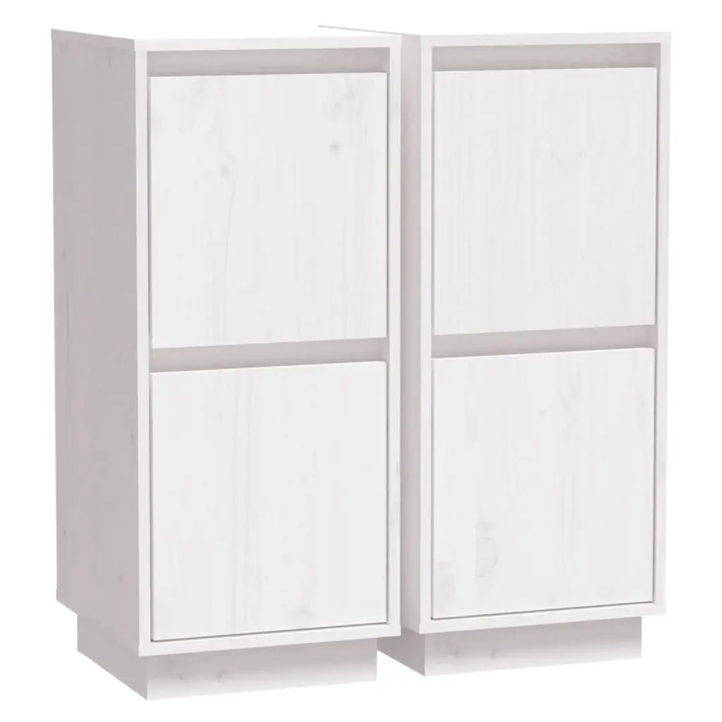 Sideboards 2 pcs White 31.5x34x75 cm Solid Wood Pine 813383 - Furniture