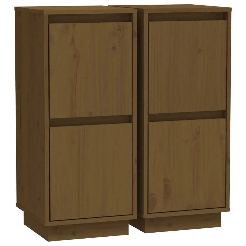 Sideboards 2 pcs Honey Brown 31.5x34x75 cm Solid Wood Pine 813387 - Furniture