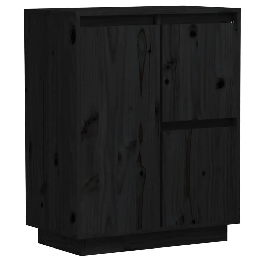 Sideboard Black 60x34x75 cm Solid Wood Pine 813394 - Furniture