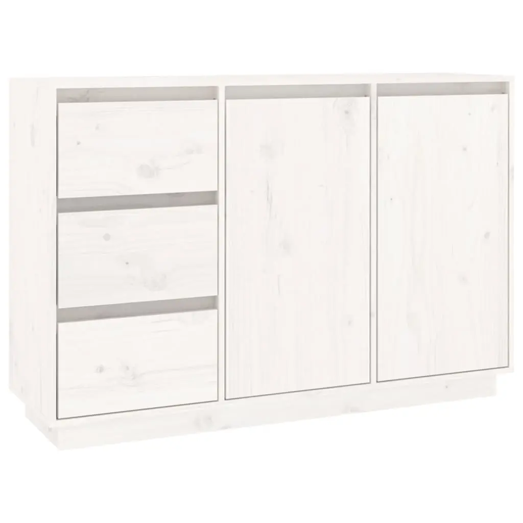 Sideboard White 111x34x75 cm Solid Wood Pine 813805 - Furniture