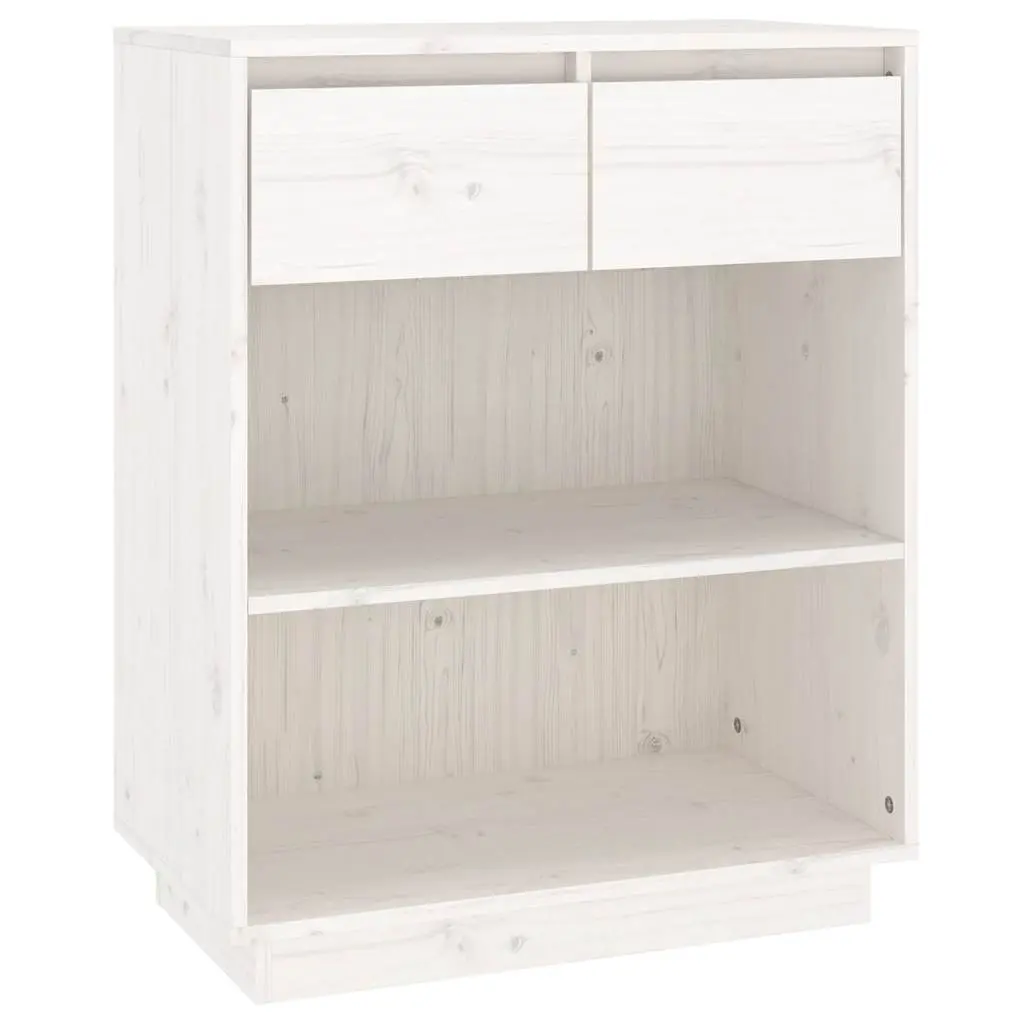 Console Cabinet White 60x34x75 cm Solid Wood Pine 813835 - Furniture