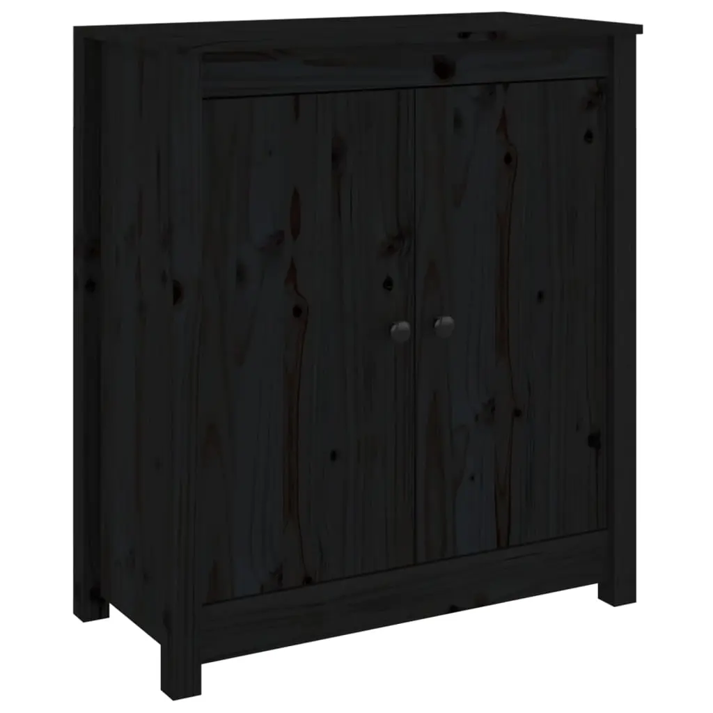Sideboard Black 70x35x80 cm Solid Wood Pine 813723 - Furniture