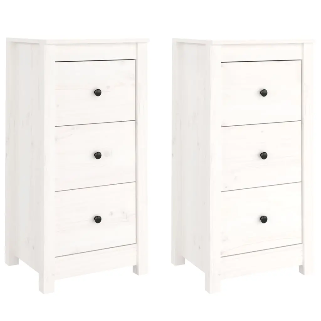 Sideboards 2 pcs White 40x35x80 cm Solid Wood Pine 813742 - Furniture