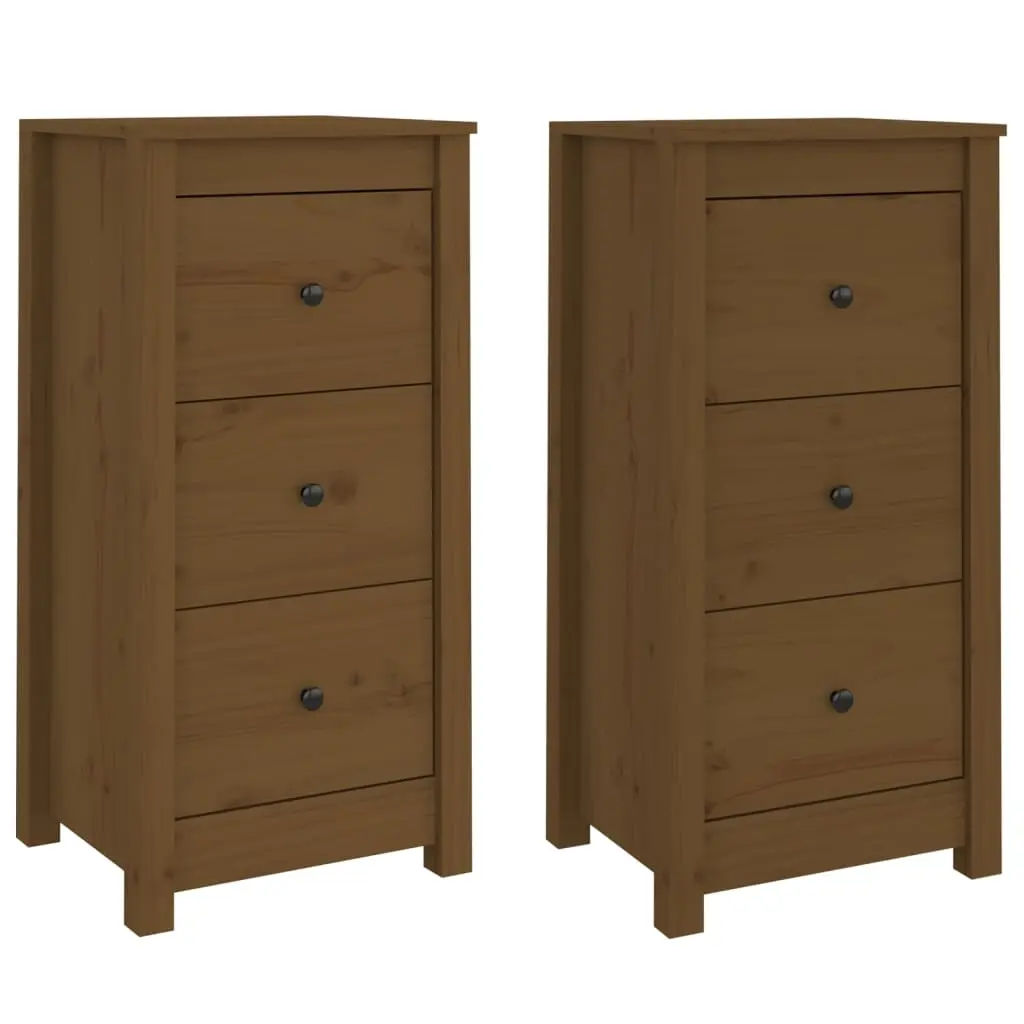Sideboards 2 pcs Honey Brown 40x35x80 cm Solid Wood Pine 813746 - Furniture