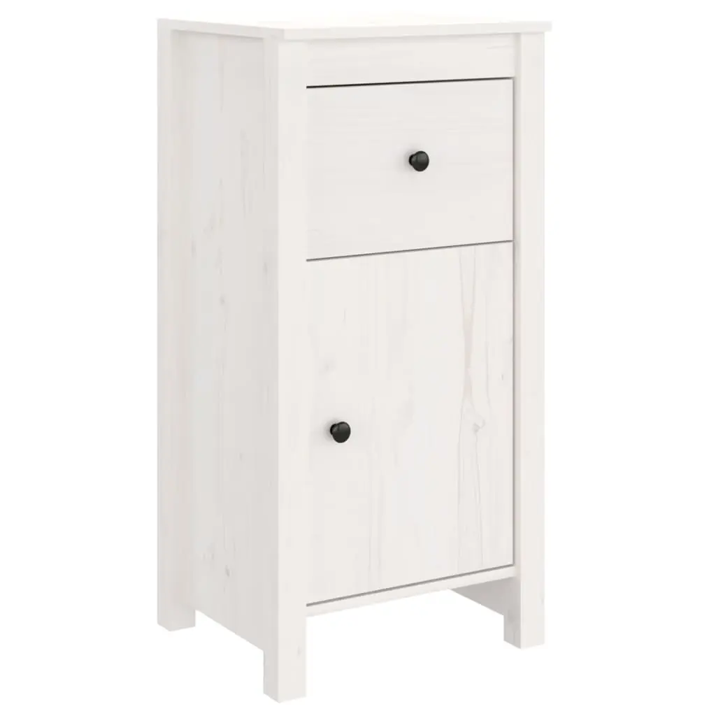 Sideboard White 40x35x80 cm Solid Wood Pine 813756 - Furniture