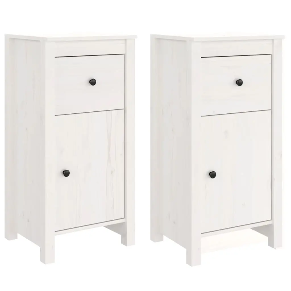 Sideboards 2 pcs White 40x35x80 cm Solid Wood Pine 813757 - Furniture