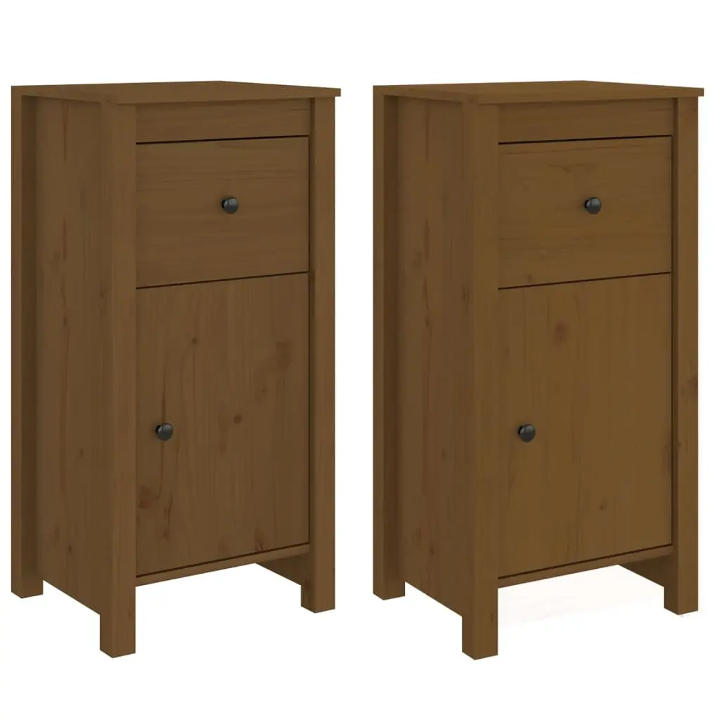 Sideboards 2 pcs Honey Brown 40x35x80 cm Solid Wood Pine 813761 - Furniture