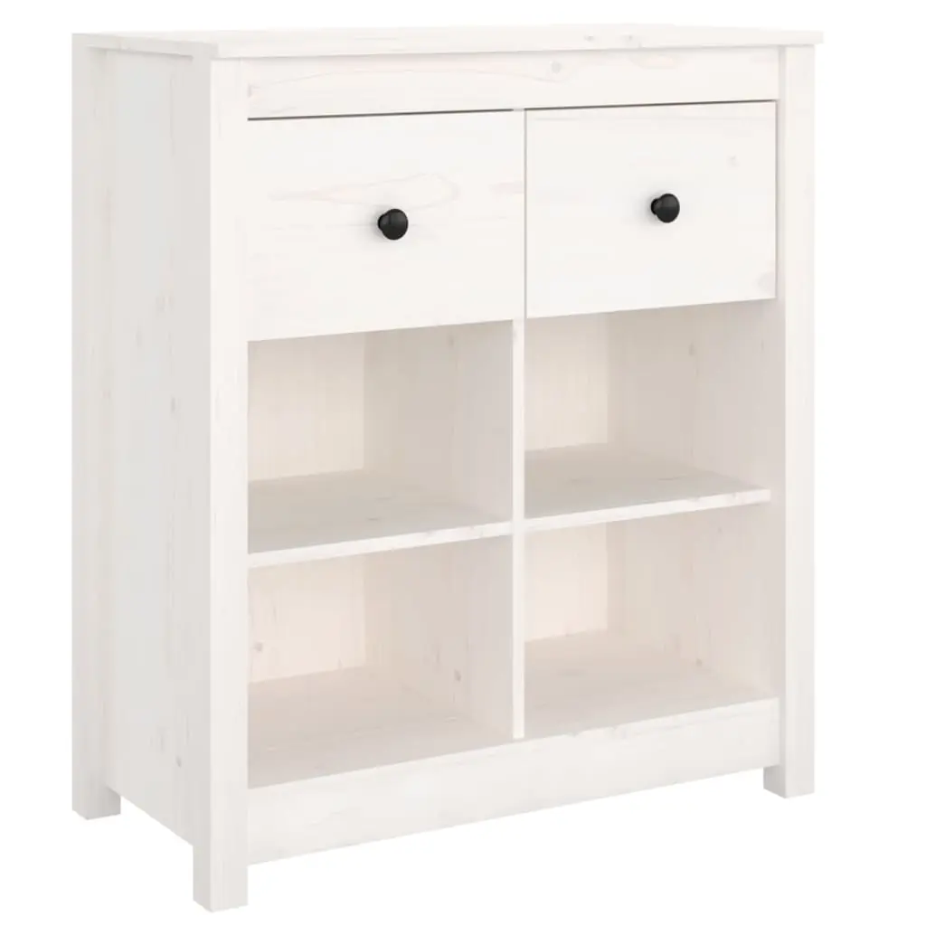 Sideboard White 70x35x80 cm Solid Wood Pine 813765 - Over 40% off Living Room Furniture