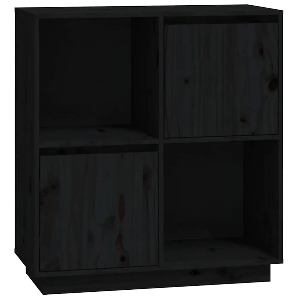 Sideboard Black 74x35x80 cm Solid Wood Pine 814353 - Furniture