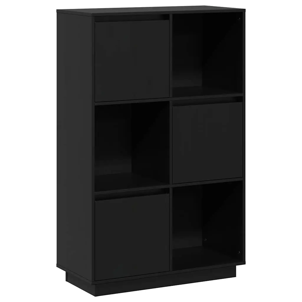 Highboard Black 74x35x117 cm Solid Wood Pine 814368 - Furniture