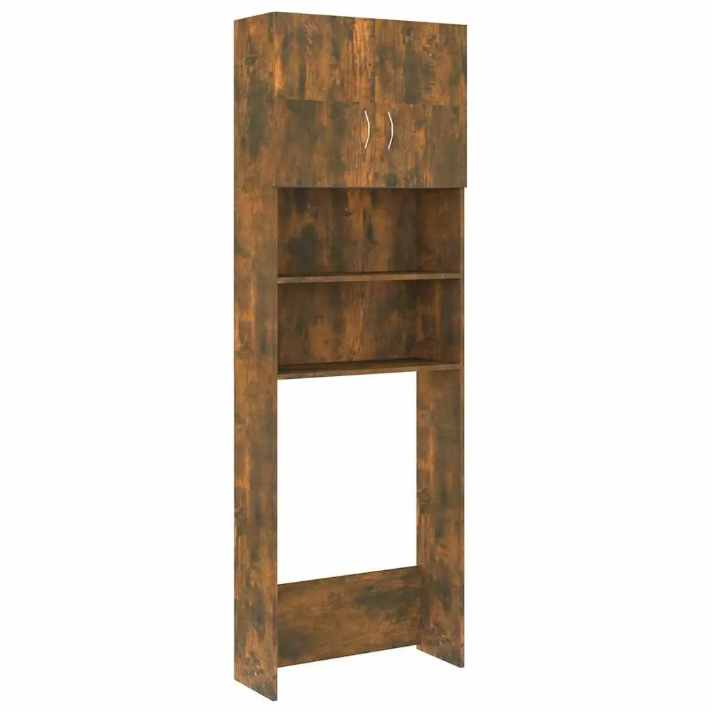 Washing Machine Cabinet Smoked Oak 64x25.5x190 cm 815069 - Home & Garden