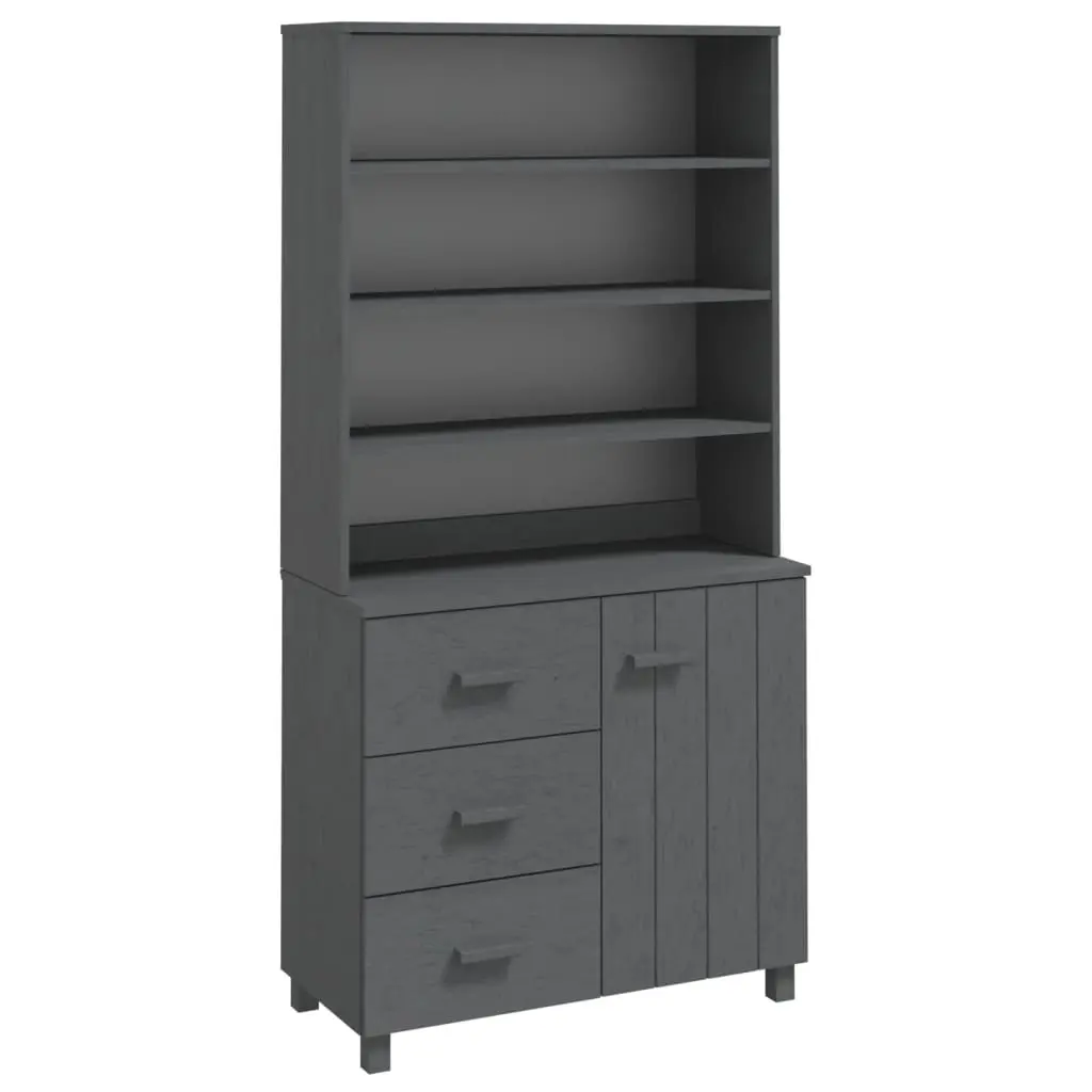 Highboard "HAMAR" Solid Wood Pine Dark Grey 3100924 - Furniture