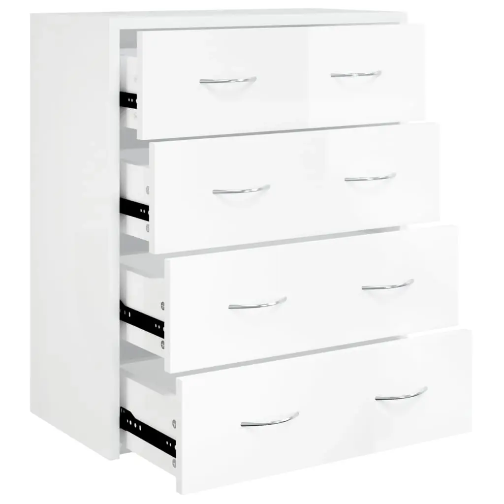 Sideboard with 4 Drawers 60x30.5x71 cm High Gloss White 342579 - Furniture