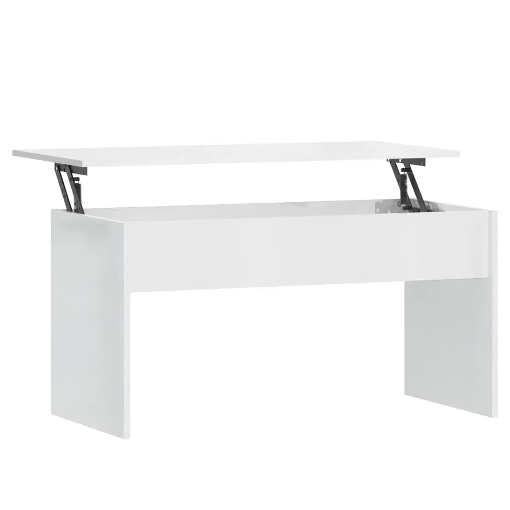 Coffee Table High Gloss White 102x50.5x52.5 cm Engineered Wood 809635 - Furniture