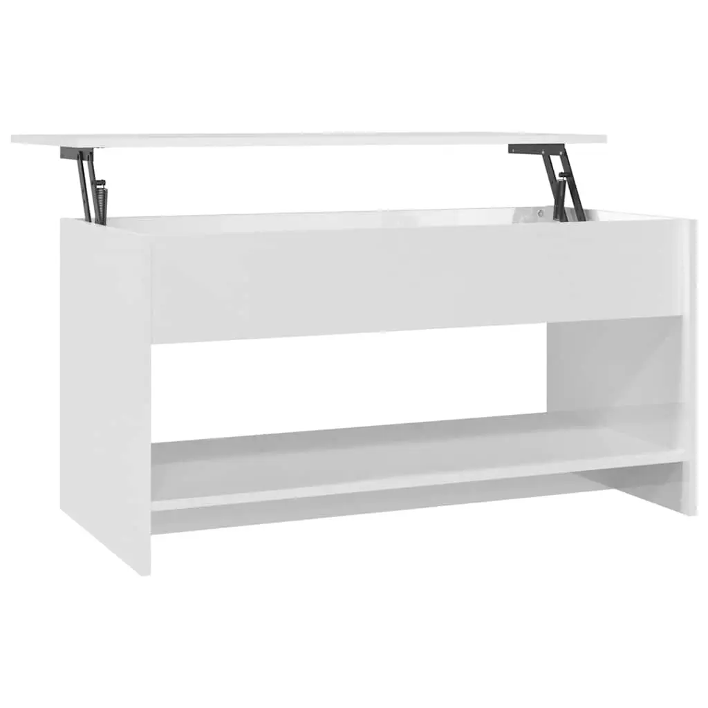Coffee Table High Gloss White 102x50x52.5 cm Engineered Wood 809653 - Furniture
