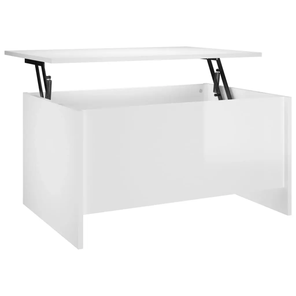 Coffee Table High Gloss White 80x55.5x41.5 cm Engineered Wood 809680 - Furniture