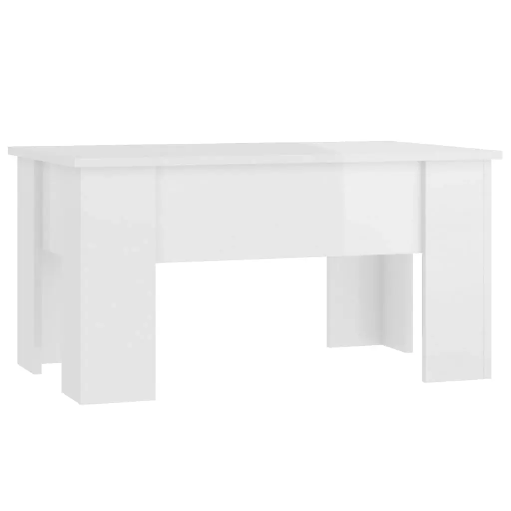 Coffee Table High Gloss White 79x49x41 cm Engineered Wood 809698 - Furniture