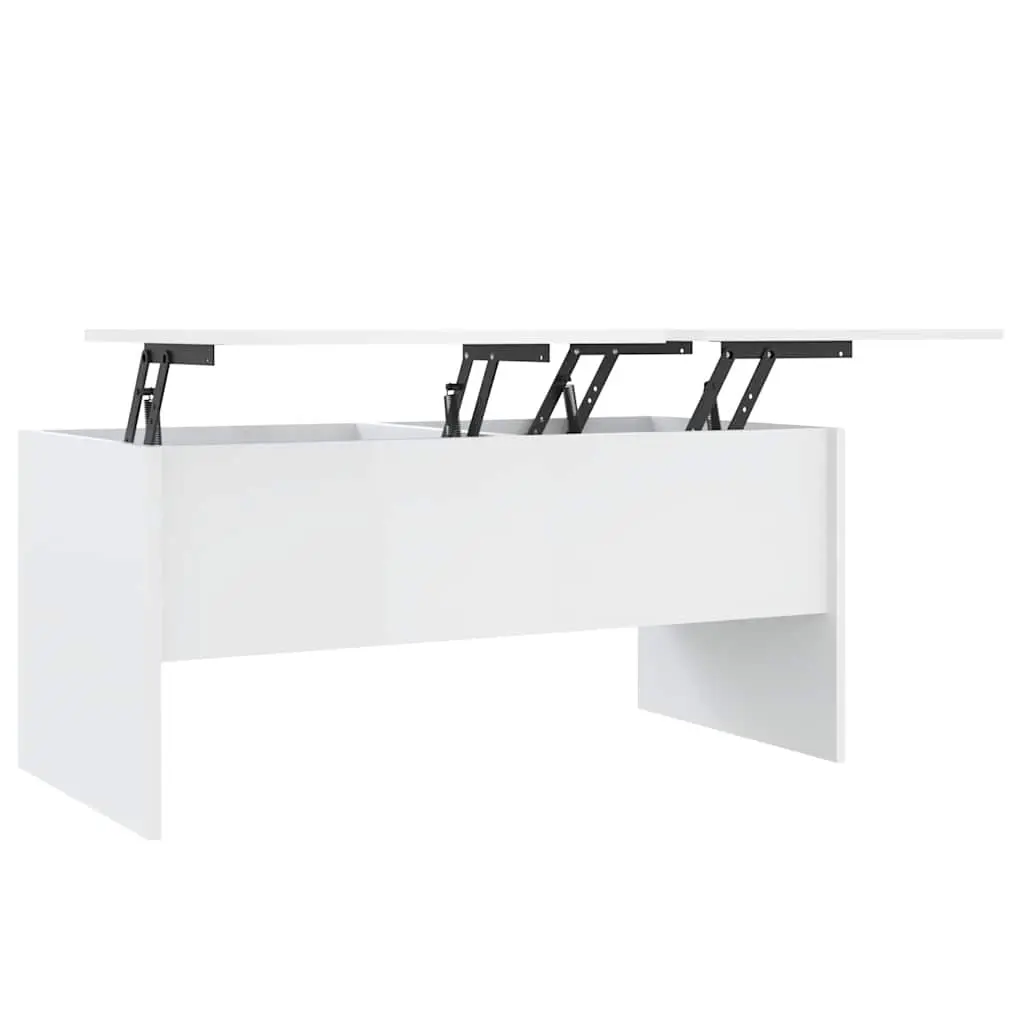 Coffee Table High Gloss White 102x50.5x46.5 cm Engineered Wood 809725 - Furniture
