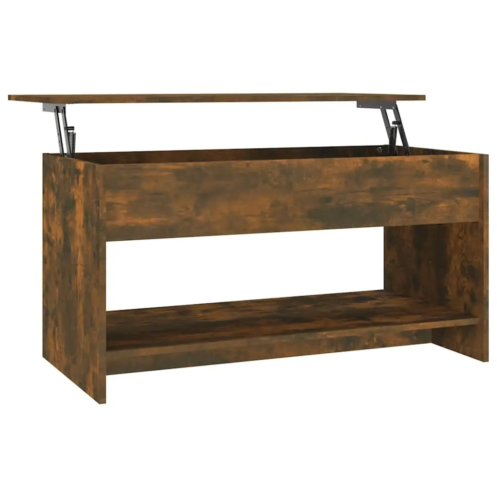 Coffee Table Smoked Oak 102x50x52.5 cm Engineered Wood 819290 - Furniture