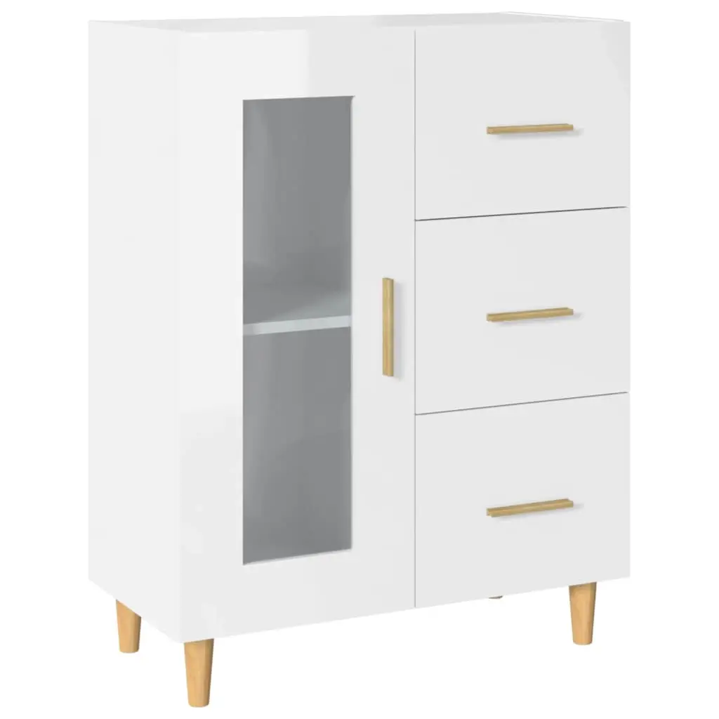 Sideboard High Gloss White 69.5x34x90 cm Engineered Wood 812210 - Furniture