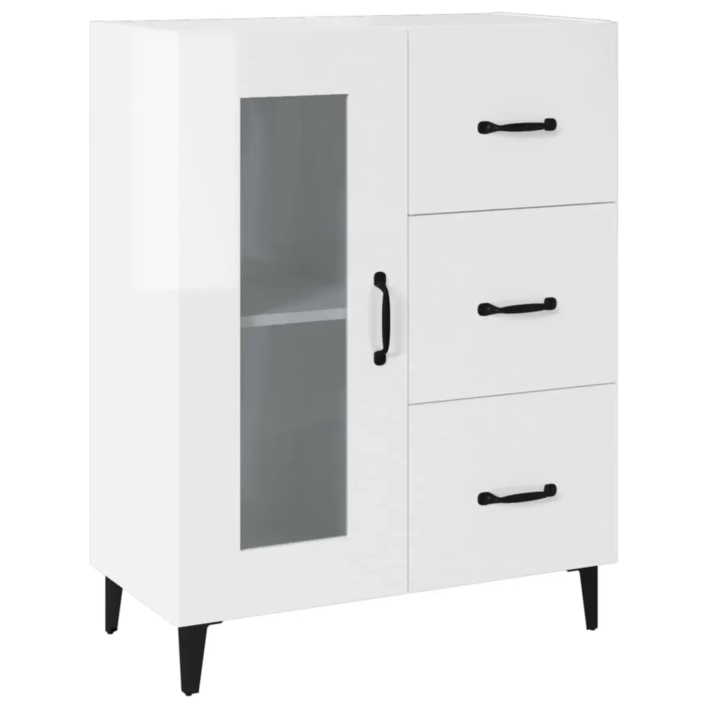 Sideboard High Gloss White 69.5x34x90 cm Engineered Wood 812219 - Furniture