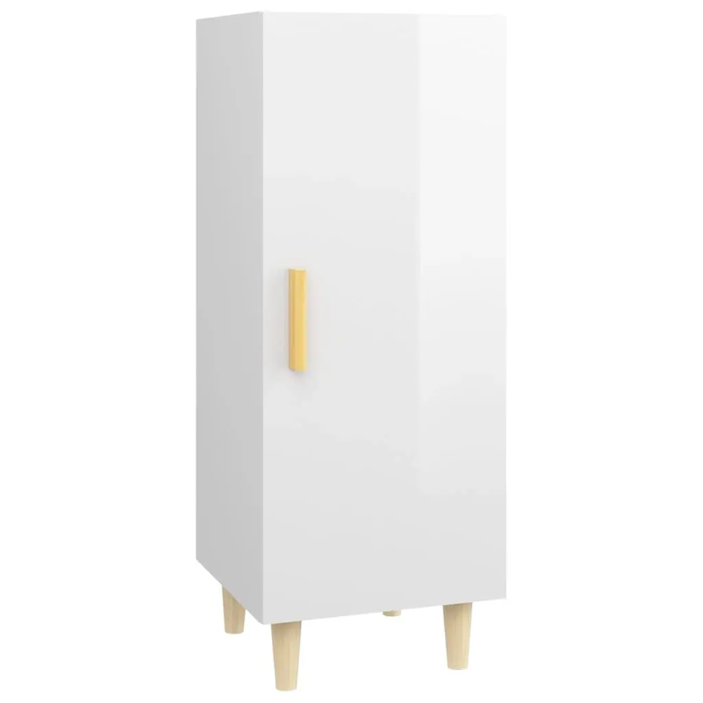 Sideboard High Gloss White 34.5x34x90 cm Engineered Wood 812327 - Furniture