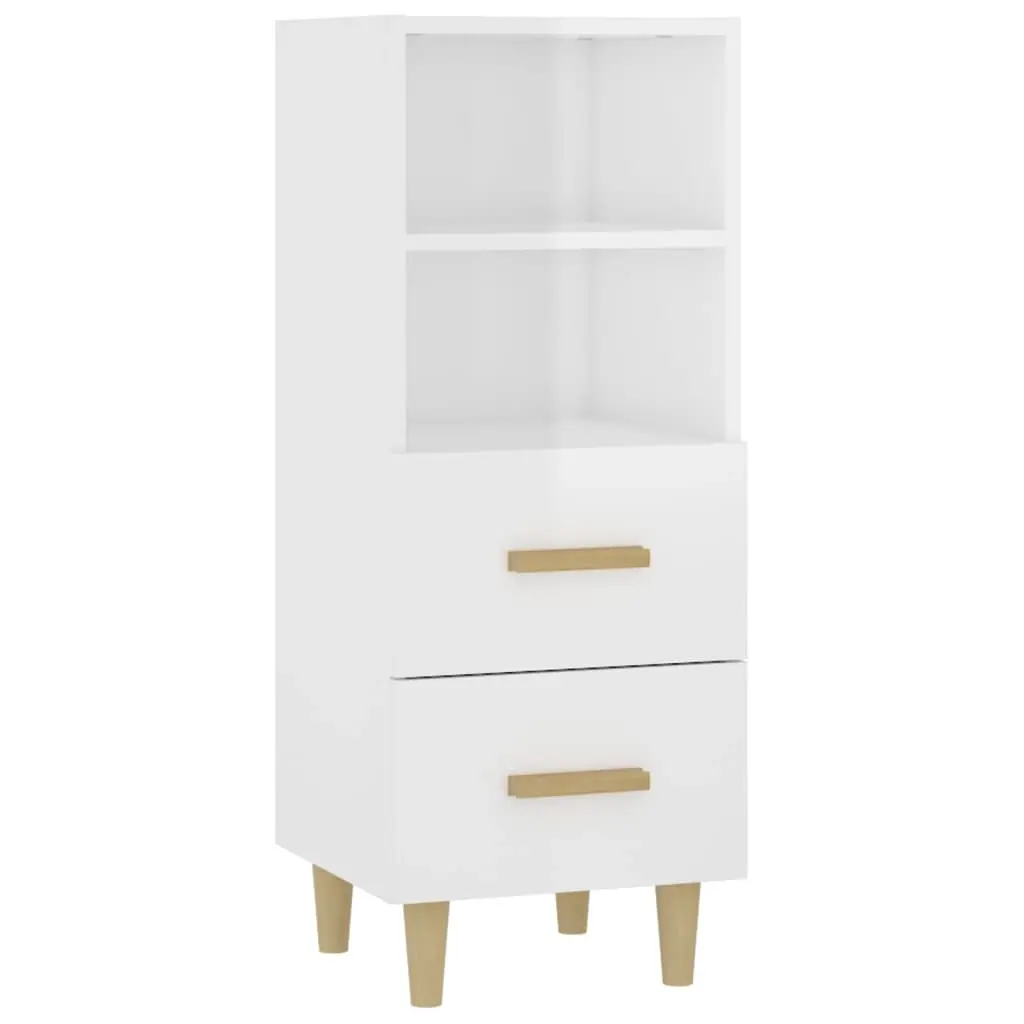 Sideboard High Gloss White 34.5x34x90 cm Engineered Wood 812363 - Furniture