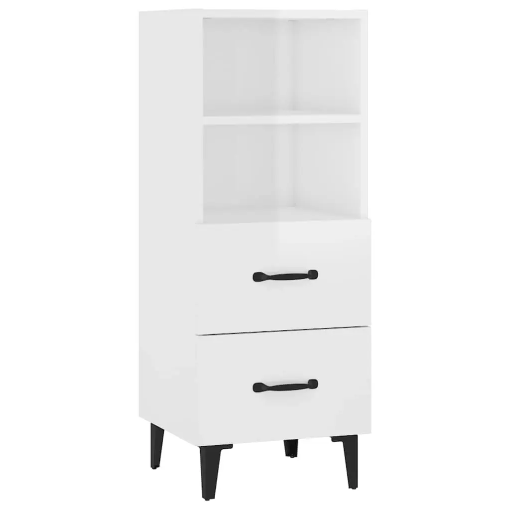 Sideboard High Gloss White 34.5x34x90 cm Engineered Wood 812372 - Furniture