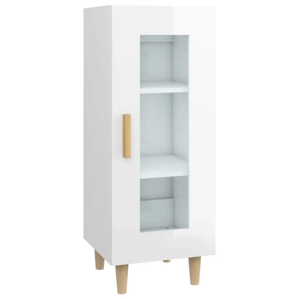 Sideboard High Gloss White 34.5x34x90 cm Engineered Wood 812399 - Furniture