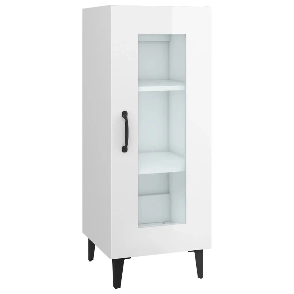 Sideboard High Gloss White 34.5x34x90 cm Engineered Wood 812408 - Furniture