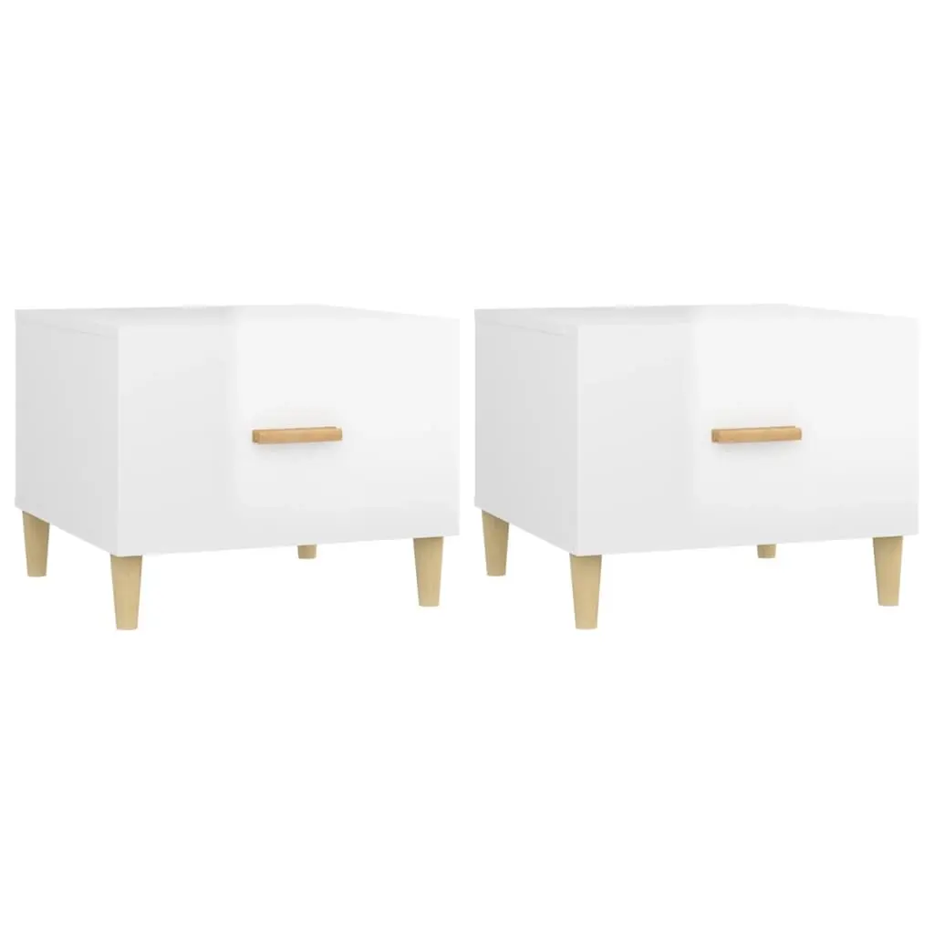 Coffee Tables 2 pcs High Gloss White 50x50x40 cm Engineered Wood 812721 - Furniture