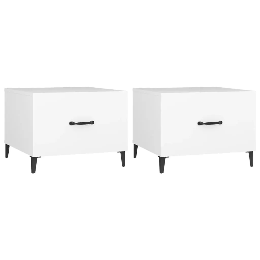 Coffee Table with Metal Legs 2 pcs White 50x50x40 cm 812727 - Furniture