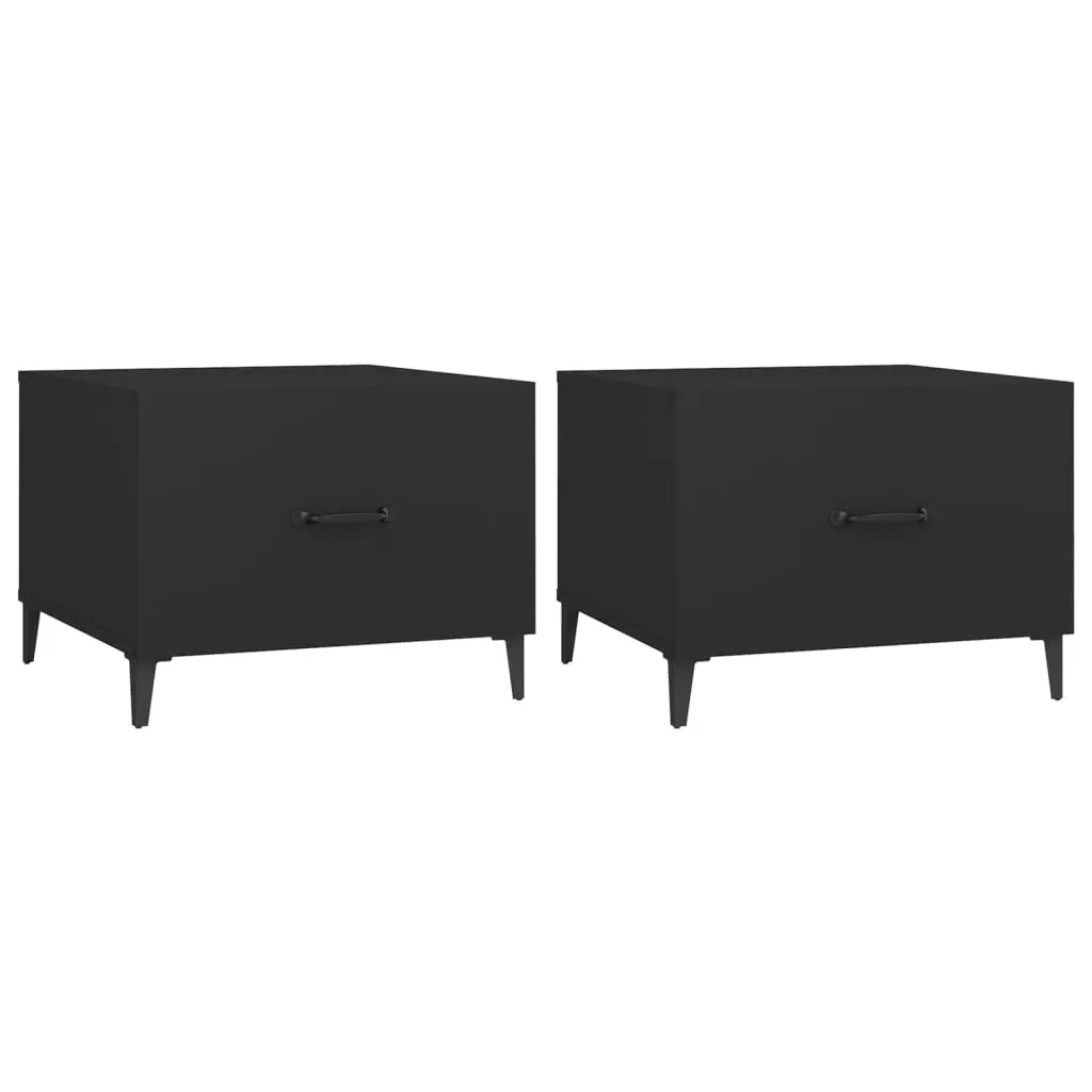 Coffee Table with Metal Legs 2 pcs Black 50x50x40 cm 812729 - Furniture