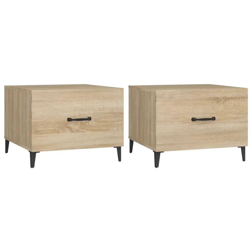 Coffee Table with Metal Legs 2 pcs Sonoma Oak 50x50x40 cm 812733 - Furniture