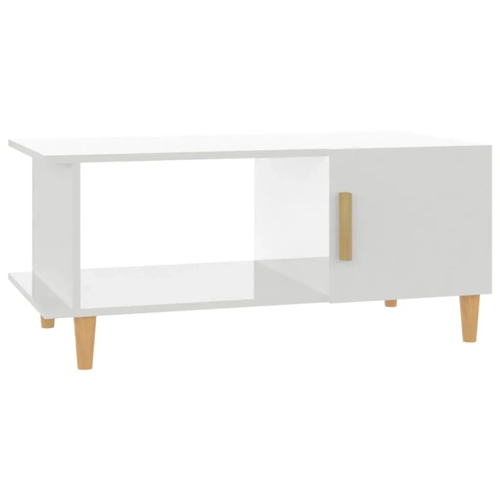 Coffee Table High Gloss White 90x50x40 cm Engineered Wood 812750 - Furniture