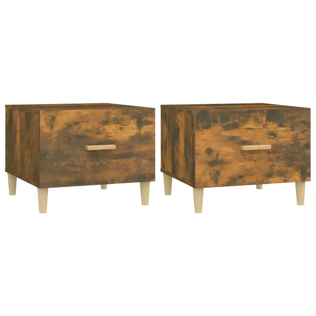 Coffee Tables 2 pcs Smoked Oak 50x50x40 cm Engineered Wood 817532 - Furniture