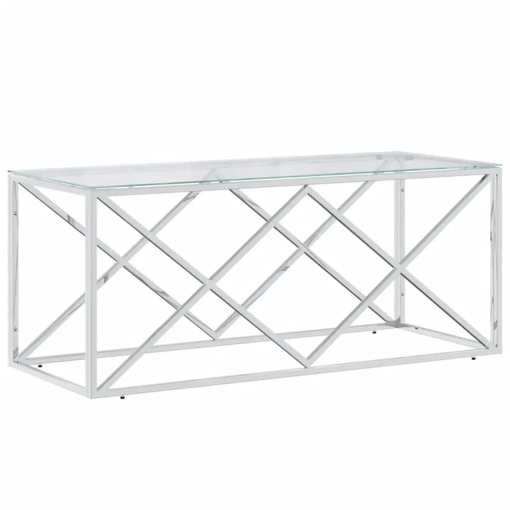 Coffee Table 110x45x45 cm Stainless Steel and Glass 349961 - Furniture