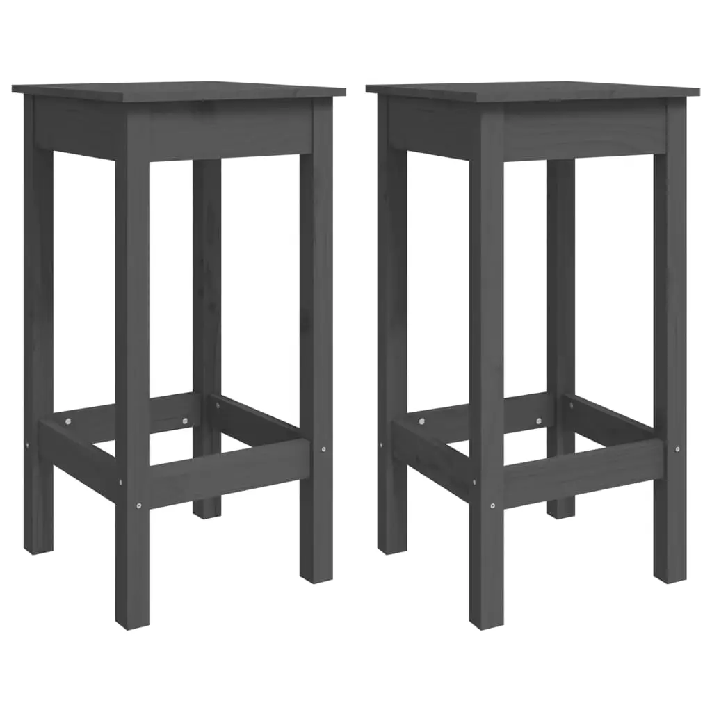 Bar Chairs 2 pcs Grey 40x40x78 cm Solid Wood Pine 822139 - Furniture