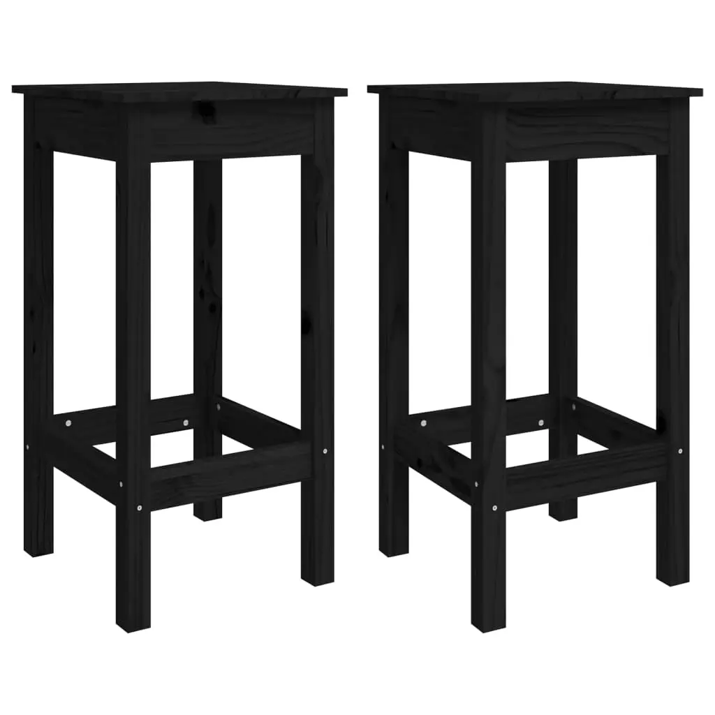 Bar Chairs 2 pcs Black 40x40x78 cm Solid Wood Pine 822141 - Furniture
